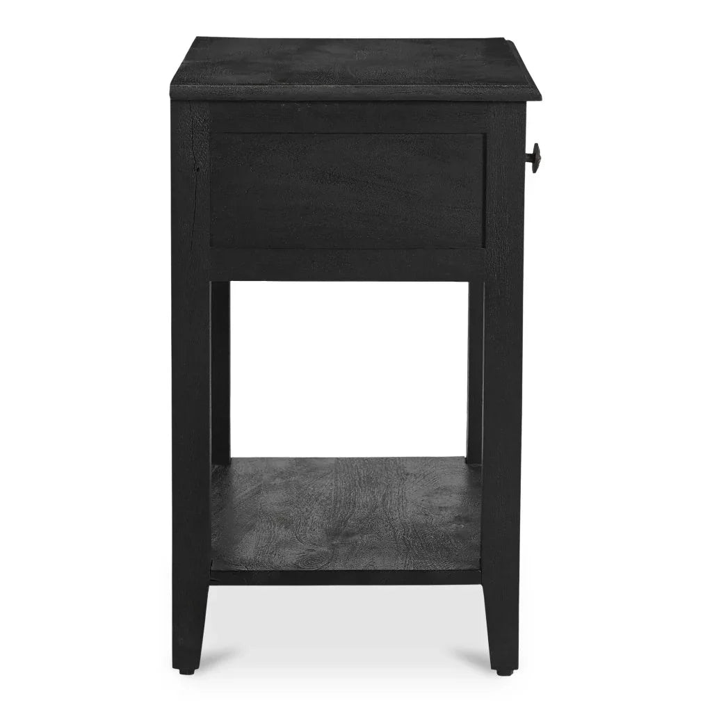 Corrine Antique Black Floral Handle Nightstand - LOOMLAN - Moe's Home - Nightstands