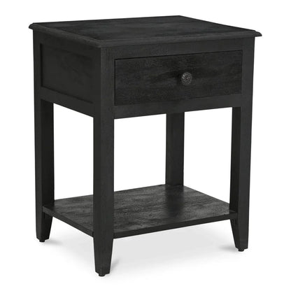 Corrine Antique Black Floral Handle Nightstand - LOOMLAN - Moe's Home - Nightstands