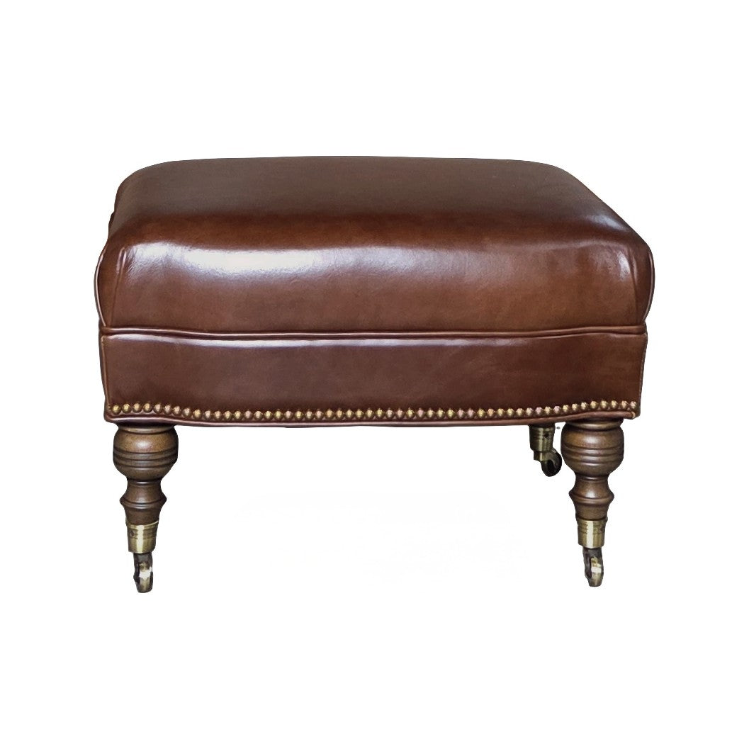Corrine Leather Rectangular Ottoman-Ottomans-Olivia + Quinn-LOOMLAN