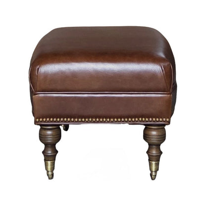 Corrine Leather Rectangular Ottoman-Ottomans-Olivia + Quinn-LOOMLAN