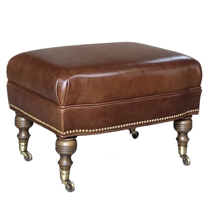 Corrine Leather Rectangular Ottoman-Ottomans-Olivia + Quinn-LOOMLAN