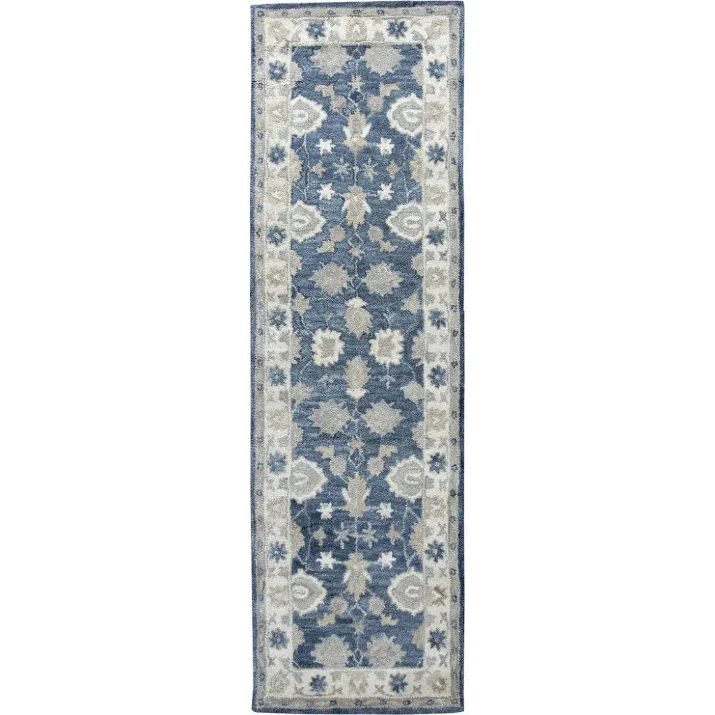 Cors Wool Blue Hallway Kitchen Runner Rug - LOOMLAN - LOOMLAN - Area Rugs