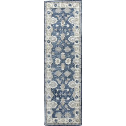 Cors Wool Blue Hallway Kitchen Runner Rug - LOOMLAN - LOOMLAN - Area Rugs