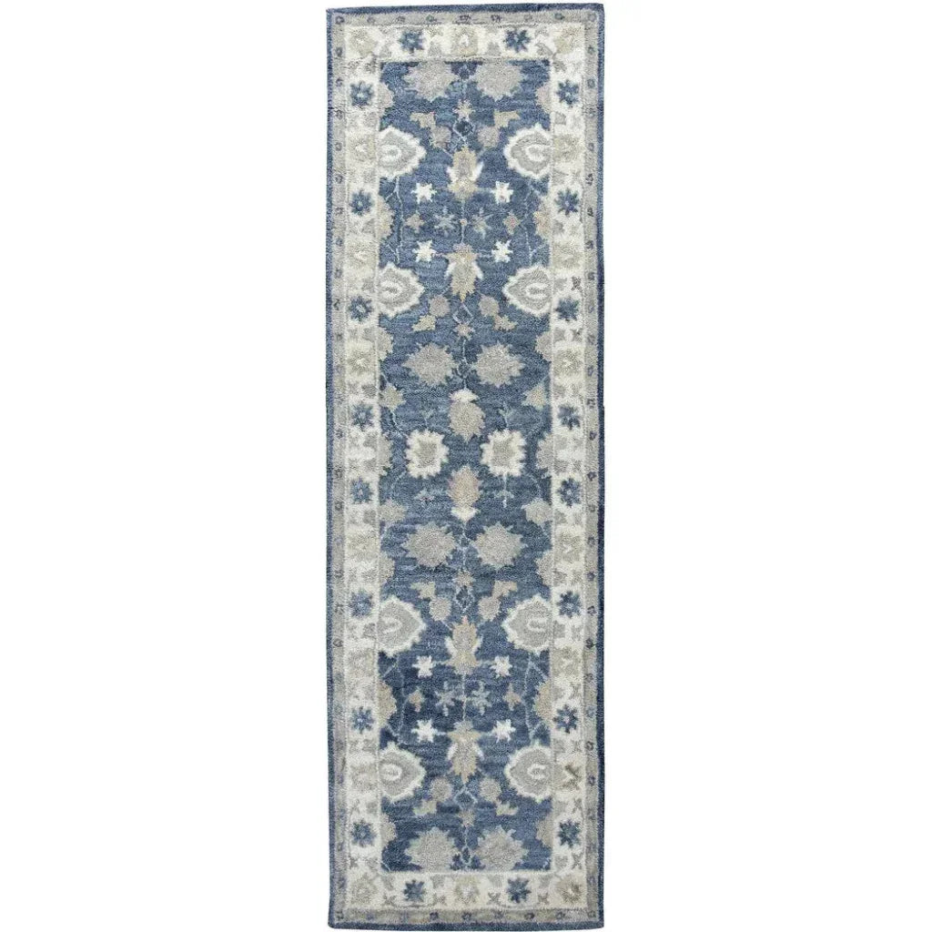 Cors Wool Blue Hallway Kitchen Runner Rug - LOOMLAN - LOOMLAN - Area Rugs
