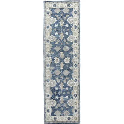 Cors Wool Blue Hallway Kitchen Runner Rug - LOOMLAN - LOOMLAN - Area Rugs