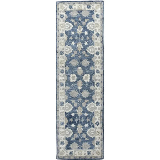 Cors Wool Blue Hallway Kitchen Runner Rug - LOOMLAN - LOOMLAN - Area Rugs