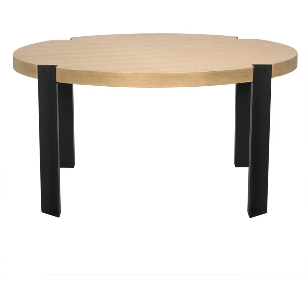 Corso Wood and Steel Round Dining Table-Dining Tables-Noir-LOOMLAN