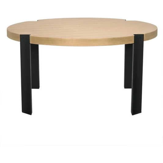 Corso Wood and Steel Round Dining Table-Dining Tables-Noir-LOOMLAN