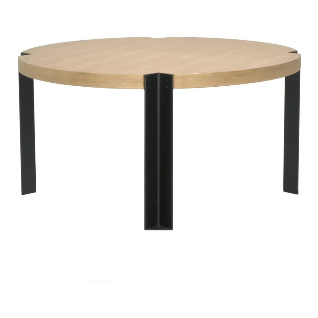 Corso Wood and Steel Round Dining Table-Dining Tables-Noir-LOOMLAN