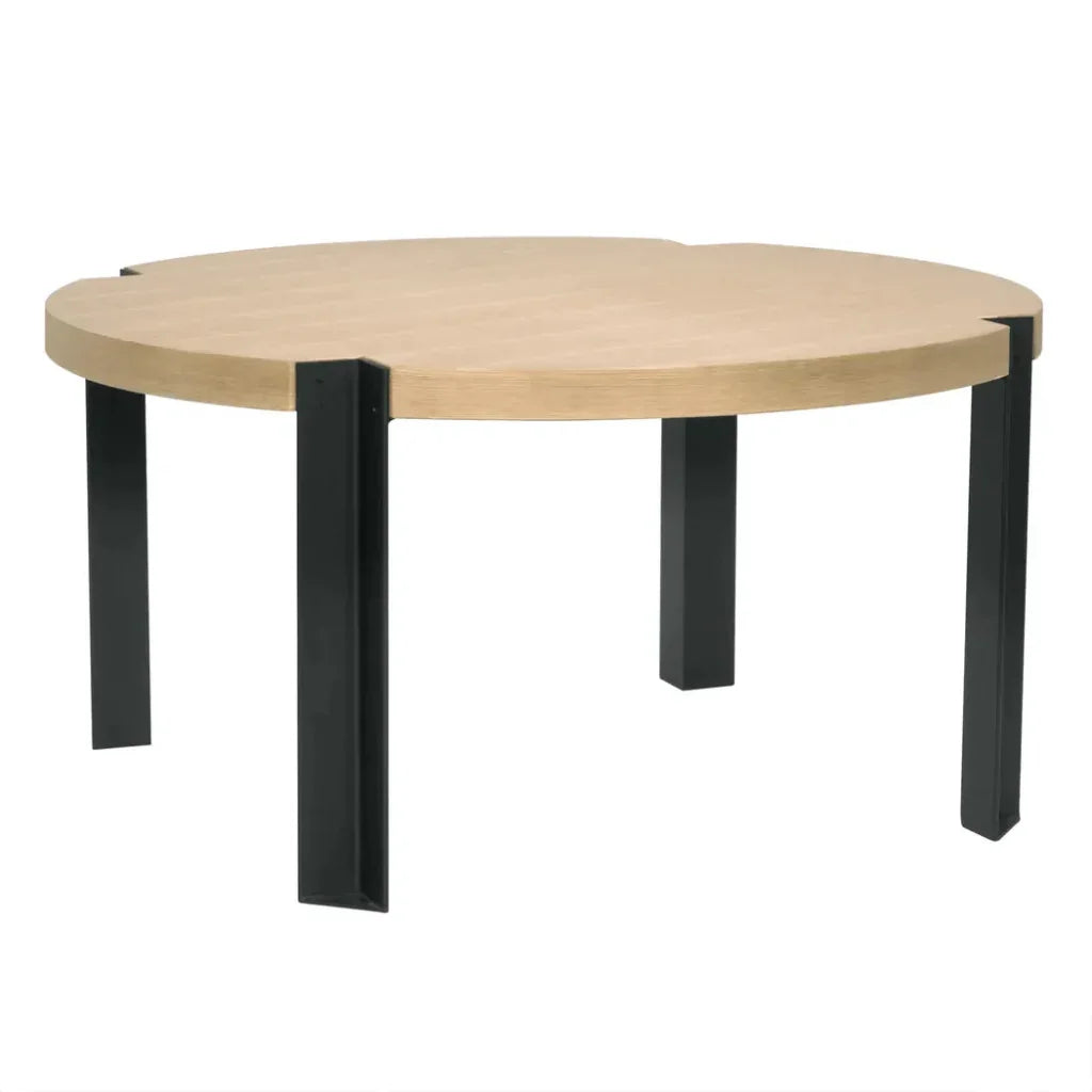 Corso Wood and Steel Round Dining Table-Dining Tables-Noir-LOOMLAN