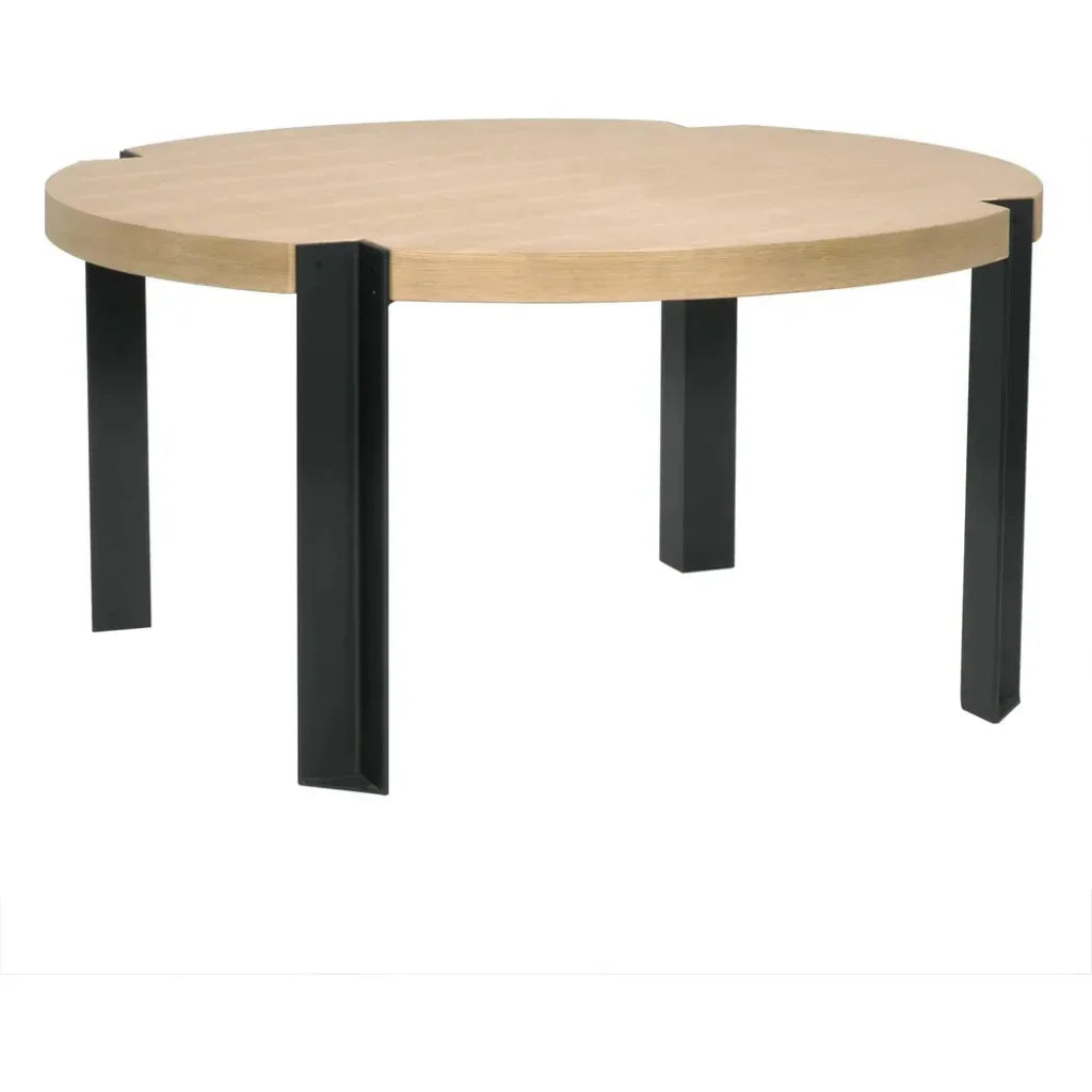 Corso Wood and Steel Round Dining Table-Dining Tables-Noir-LOOMLAN