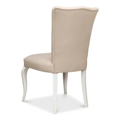 Side chair Cortina White With Linen Flax - LOOMLAN - Sarreid - Accent Chairs