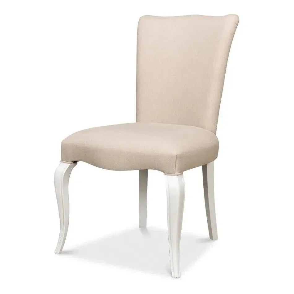 Side chair Cortina White With Linen Flax - LOOMLAN - Sarreid - Accent Chairs