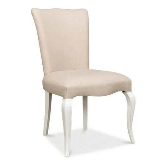 Cortina White Linen Flax Dining Chair - LOOMLAN - Sarreid - Dining Chairs