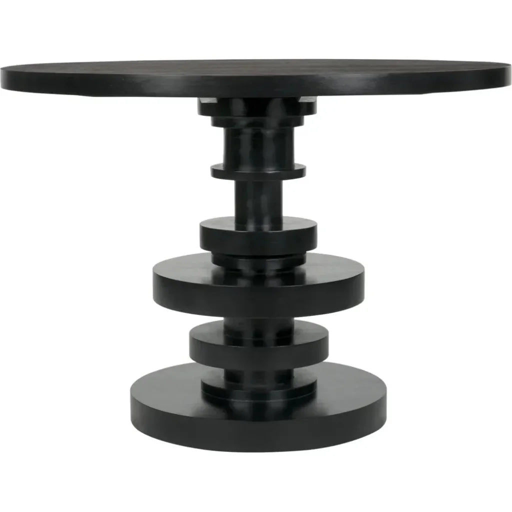 Corum Wood Black Round Dining Table-Dining Tables-Noir-LOOMLAN