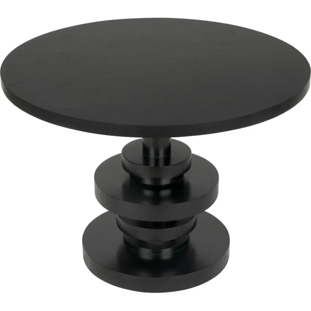 Corum Wood Black Round Dining Table-Dining Tables-Noir-LOOMLAN