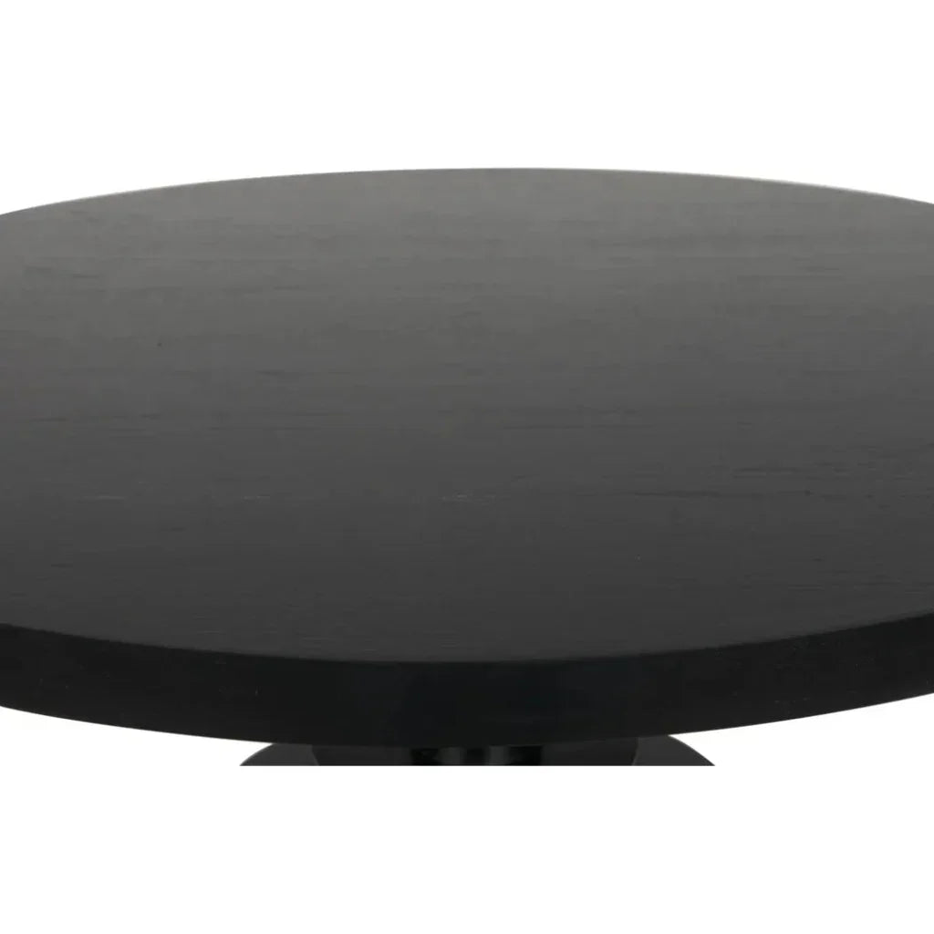 Corum Wood Black Round Dining Table-Dining Tables-Noir-LOOMLAN