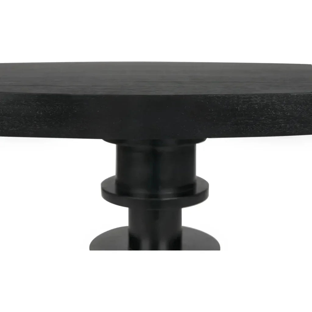 Corum Wood Black Round Dining Table-Dining Tables-Noir-LOOMLAN