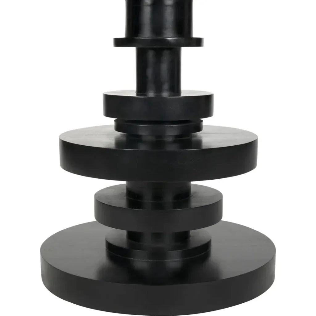 Corum Wood Black Round Dining Table-Dining Tables-Noir-LOOMLAN