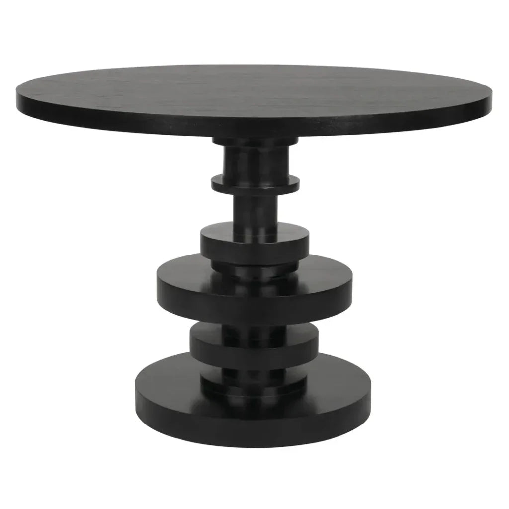 Corum Wood Black Round Dining Table-Dining Tables-Noir-LOOMLAN