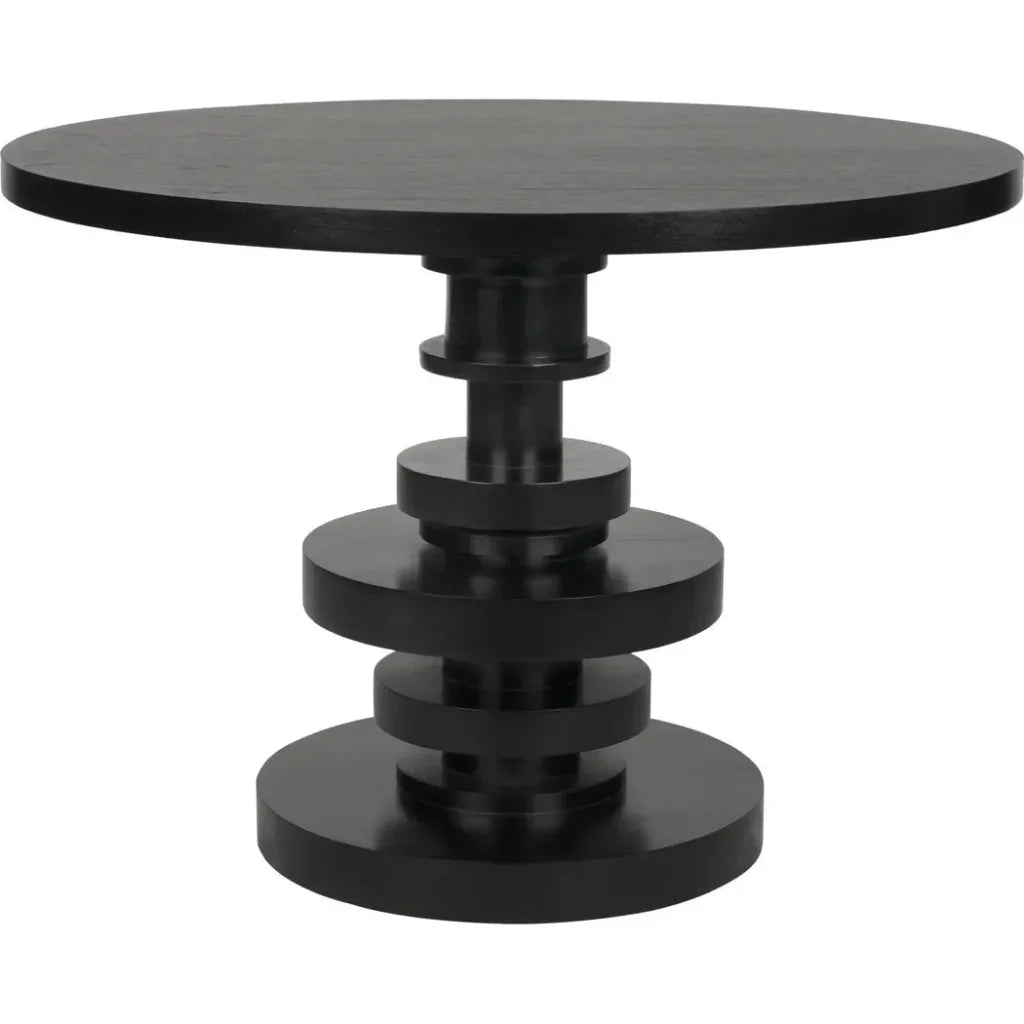 Corum Wood Black Round Dining Table-Dining Tables-Noir-LOOMLAN