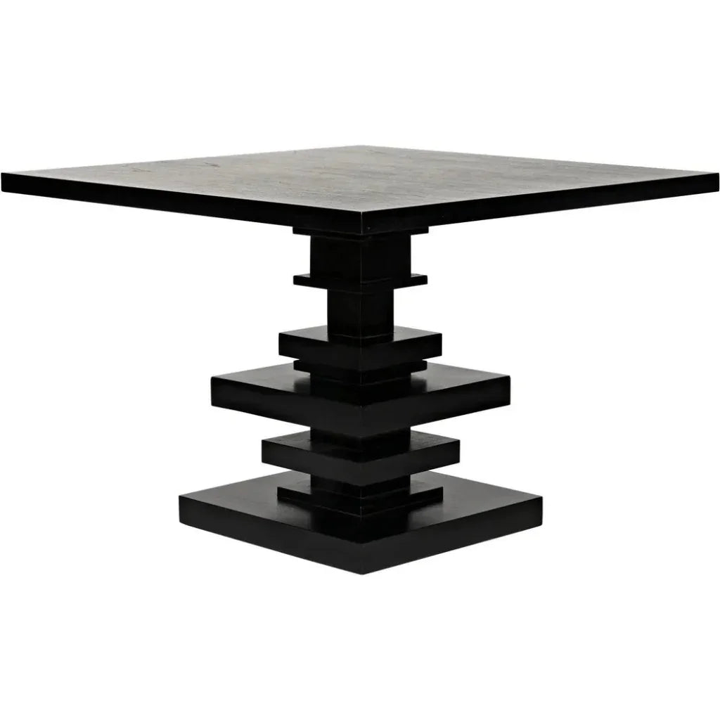 Corum Wood Black Square Dining Table-Dining Tables-Noir-LOOMLAN