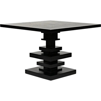 Corum Wood Black Square Dining Table-Dining Tables-Noir-LOOMLAN