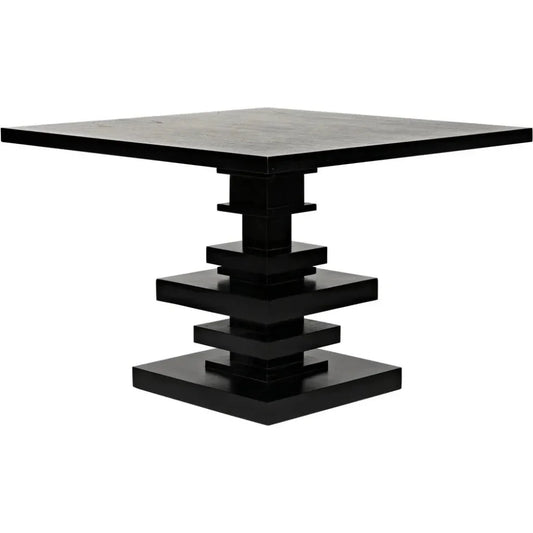 Corum Wood Black Square Dining Table-Dining Tables-Noir-LOOMLAN