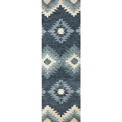 Cosc Wool Blue Hallway Kitchen Runner Rug - LOOMLAN - LOOMLAN - Area Rugs