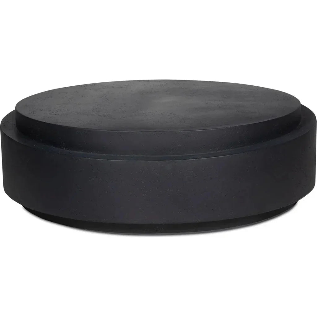 Cosmo Concrete Outdoor Round Coffee Table-Outdoor Coffee Tables-Moe's Home-Black-LOOMLAN
