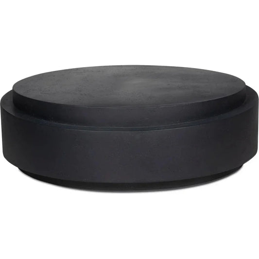 Cosmo Concrete Outdoor Round Coffee Table-Outdoor Coffee Tables-Moe's Home-Black-LOOMLAN