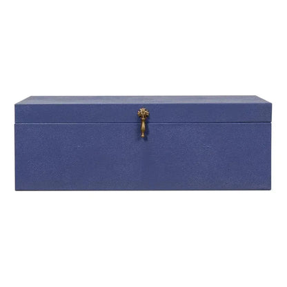 Cosmos Leather & Mdf Blue Nesting Boxes Set of 3 - LOOMLAN - Sarreid - Boxes & Bowls