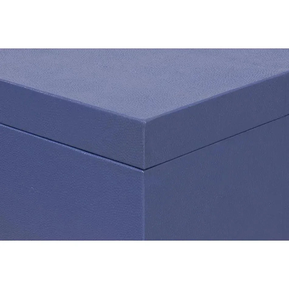 Cosmos Leather & Mdf Blue Nesting Boxes Set of 3 - LOOMLAN - Sarreid - Boxes & Bowls