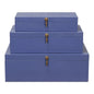 Cosmos Leather & Mdf Blue Nesting Boxes Set of 3 - LOOMLAN - Sarreid - Boxes & Bowls