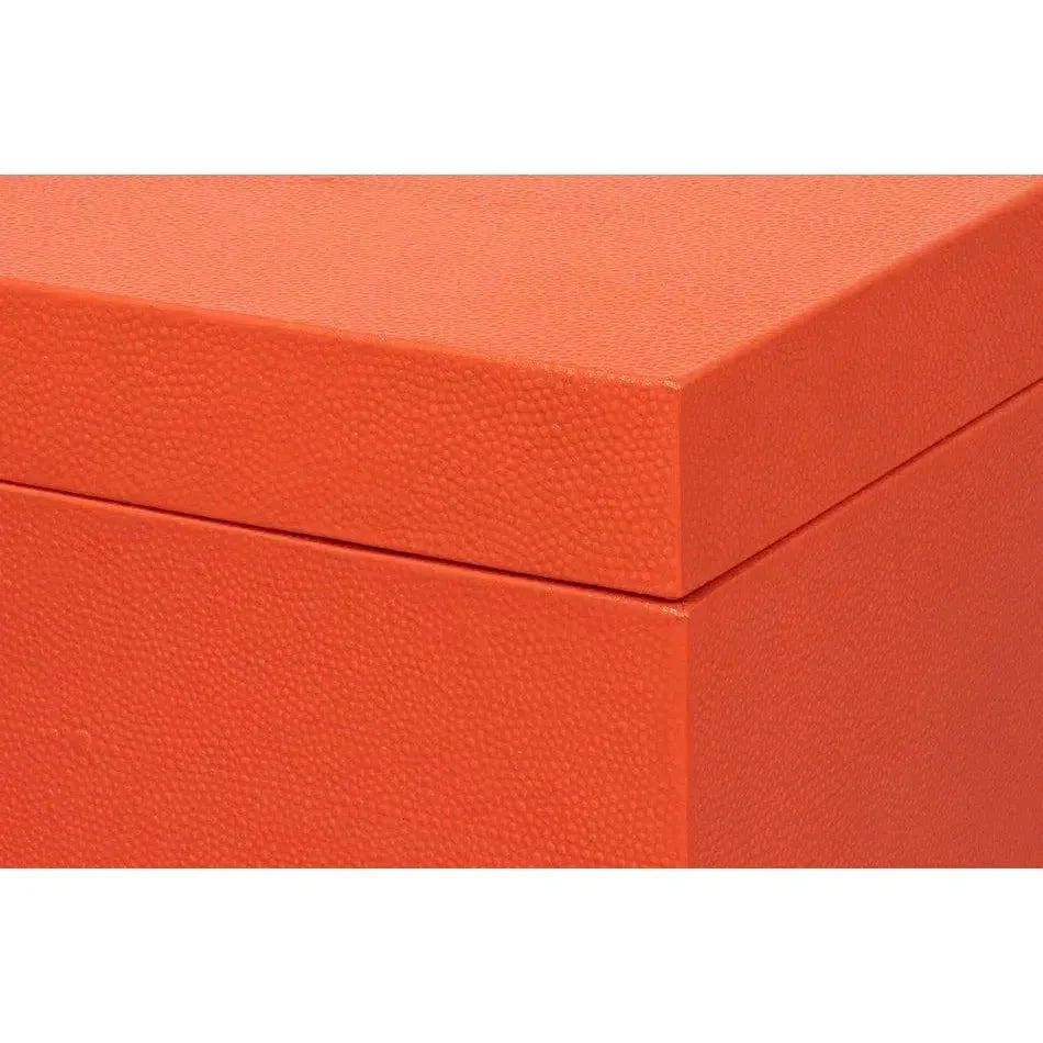 Cosmos Leather & Mdf Orange Nesting Boxes Set of 3 - LOOMLAN - Sarreid - Boxes & Bowls