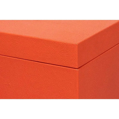 Cosmos Leather & Mdf Orange Nesting Boxes Set of 3 - LOOMLAN - Sarreid - Boxes & Bowls