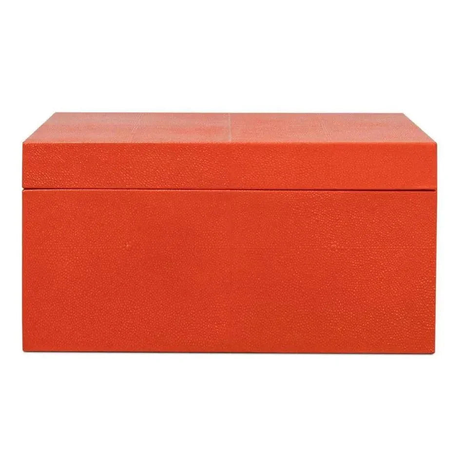Cosmos Leather & Mdf Orange Nesting Boxes Set of 3 - LOOMLAN - Sarreid - Boxes & Bowls