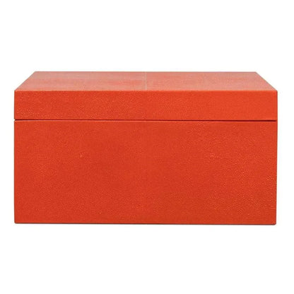 Cosmos Leather & Mdf Orange Nesting Boxes Set of 3 - LOOMLAN - Sarreid - Boxes & Bowls