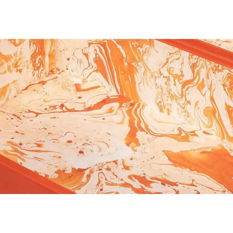 Cosmos Leather & Mdf Orange Nesting Boxes Set of 3 - LOOMLAN - Sarreid - Boxes & Bowls