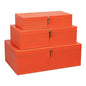 Cosmos Leather & Mdf Orange Nesting Boxes Set of 3 - LOOMLAN - Sarreid - Boxes & Bowls