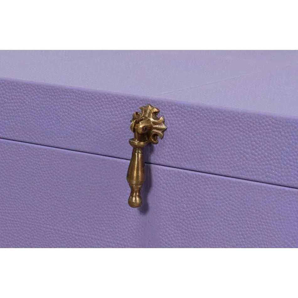 Cosmos Leather & Mdf Purple Nesting Boxes Set of 3 - LOOMLAN - Sarreid - Boxes & Bowls