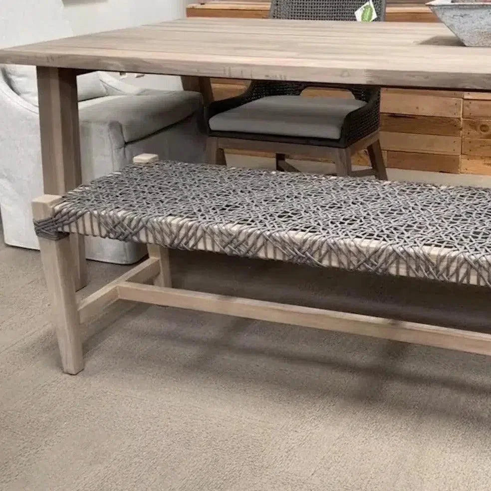 Costa Outdoor Bench Teak Wood Performance Rope-Outdoor Benches-Essentials For Living-LOOMLAN