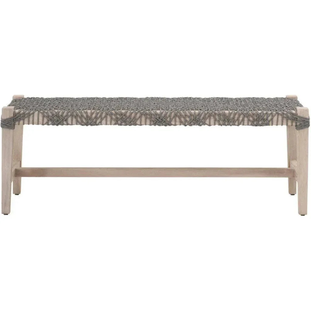 Costa Outdoor Bench Teak Wood Performance Rope-Outdoor Benches-Essentials For Living-LOOMLAN