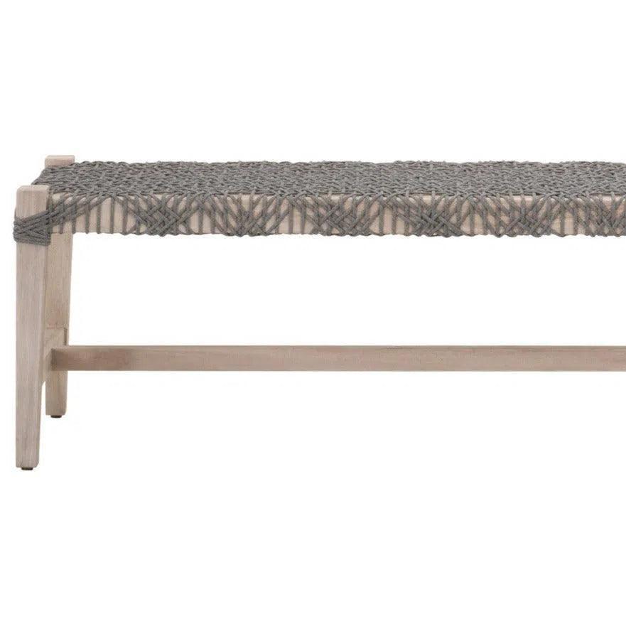 Costa Outdoor Bench Teak Wood Performance Rope-Outdoor Benches-Essentials For Living-LOOMLAN