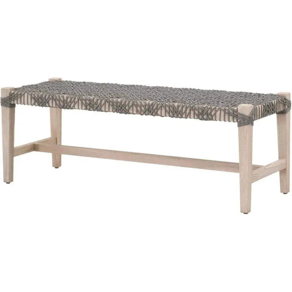 Costa Outdoor Bench Teak Wood Performance Rope-Outdoor Benches-Essentials For Living-LOOMLAN