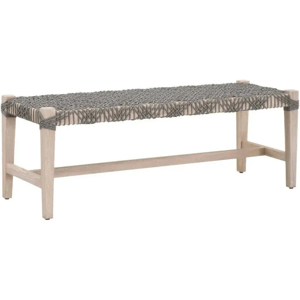 Costa Outdoor Bench Teak Wood Performance Rope-Outdoor Benches-Essentials For Living-LOOMLAN