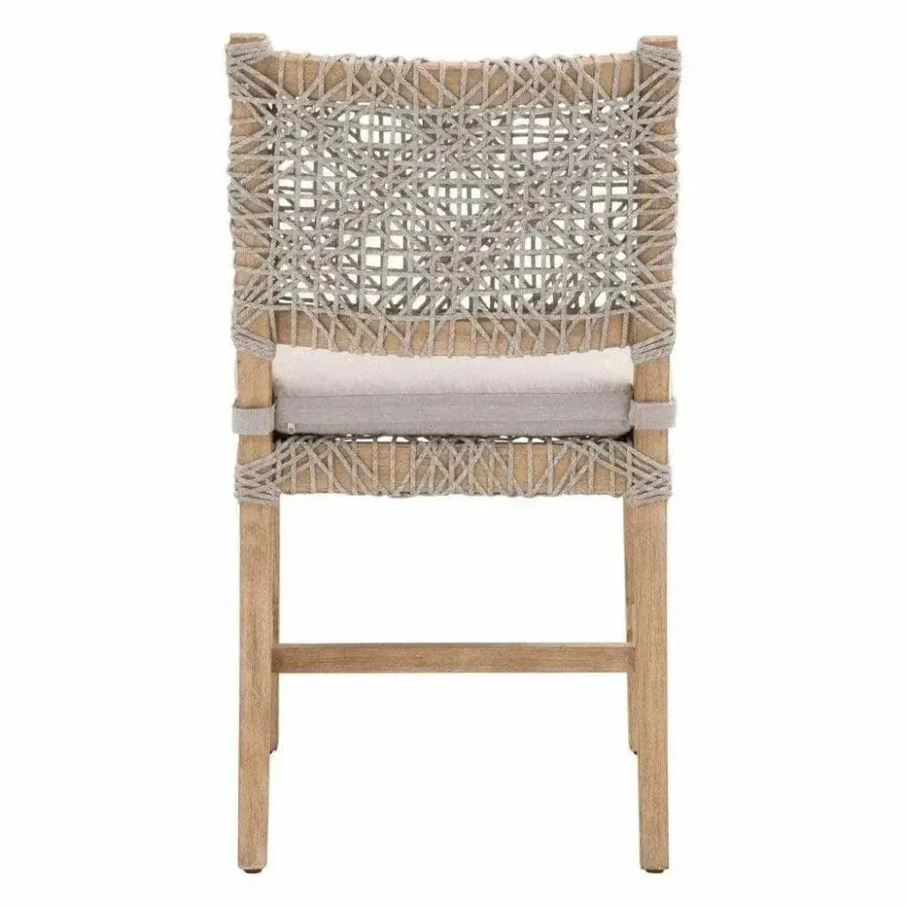 Costa Dining Chair 2PC Taupe & White Rope Mahogany Wood - LOOMLAN - Essentials For Living - Dining Chairs