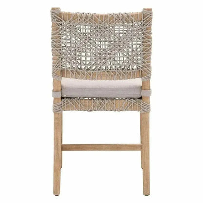 Costa Dining Chair 2PC Taupe & White Rope Mahogany Wood - LOOMLAN - Essentials For Living - Dining Chairs