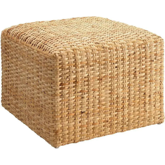 Cottage Beach Decor Natural Rattan Avery Square Ottoman - LOOMLAN - Jamie Young - Ottomans