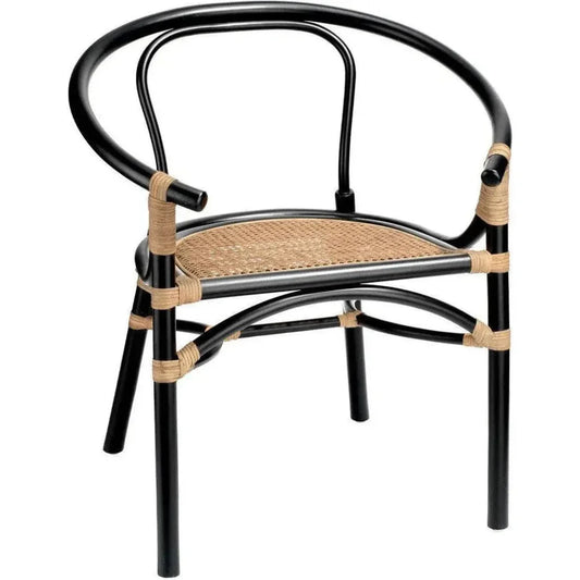 Cottage Decor Saltwater Black Rattan Dining Arm Chair - LOOMLAN - Jamie Young - Dining Chairs